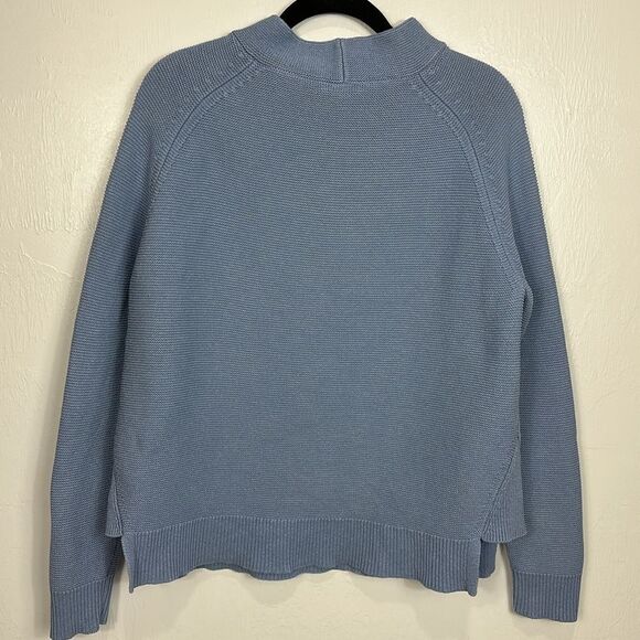 Kinross Garter Funnel Neck Long Sleeve Pullover Sweater In Blue Size L - Picture 5 of 9